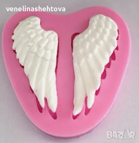 Силиконов молд ангелски крила форма за фондан за декорация на торта гипс сапун, снимка 2 - Форми - 47508764