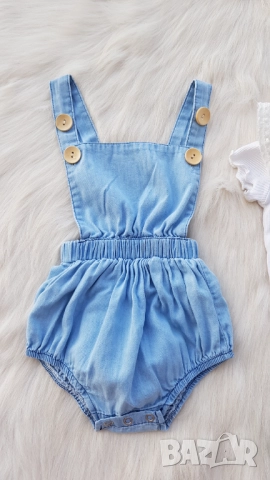 Бебешки дънков гащеризон и боди с якичка 0-3 месеца , снимка 6 - Бебешки гащеризони - 51756902