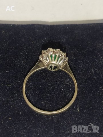 Сребърен пръстен с зелен камък, снимка 3 - Пръстени - 38734448
