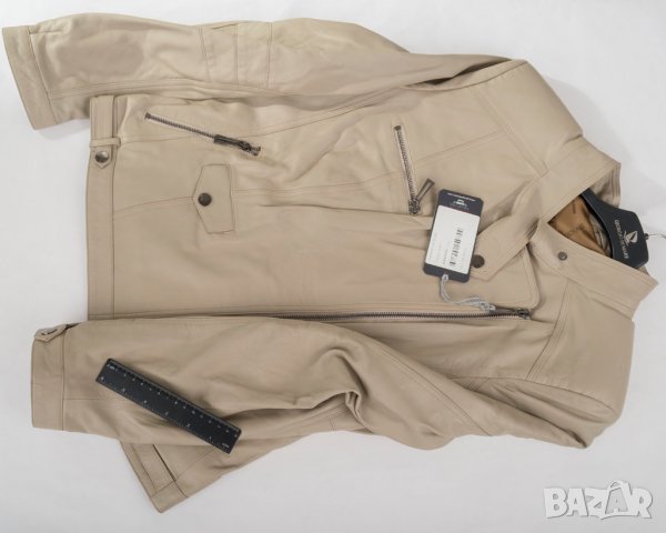 Бежово дамско кожено яке марка Giorgio di Mare XL, снимка 5 - Якета - 30101465