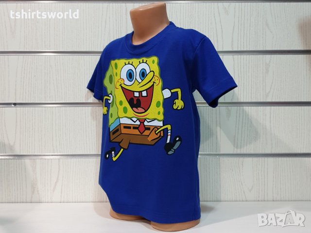 Нова детска синя тениска с дигитален печат Спондж боб, SpongeBob, снимка 9 - Детски тениски и потници - 31691067