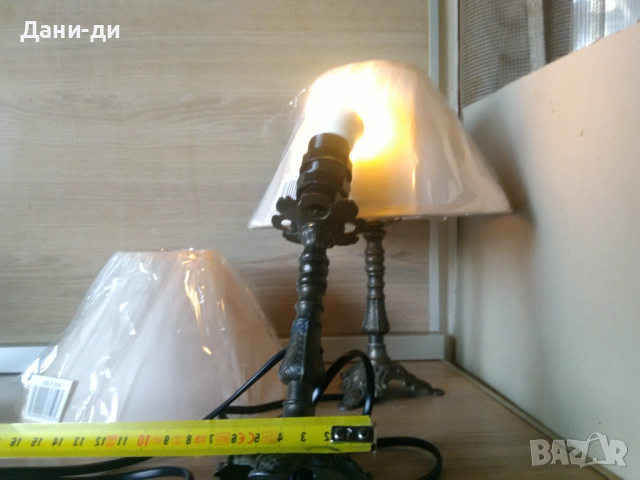 Месингови антикварни настолни ( нощни) лампи - чифт, снимка 2 - Настолни лампи - 54098398