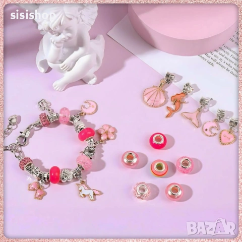 Луксозен комплект за изработка на гривни – 68 части, идеален подарък за малки дами 4646, снимка 7 - Други - 53989316