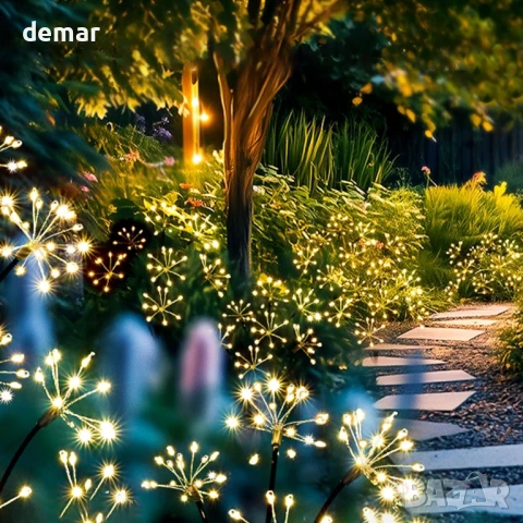 Градински соларни лампи Yomistar 4x160 LED Starburst с дистанционно, 8 режима, снимка 9 - Соларни лампи - 50950262