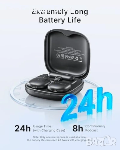 Нов Безжичен лавалиерен микрофон 200м AI шумопотискане 48kHz за TikTok, снимка 2 - Микрофони - 53010668