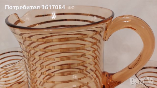 Арт Деко антикварен сервиз (пълен комплект) с много позлата и цветно стъкло , снимка 7 - Антикварни и старинни предмети - 39438029