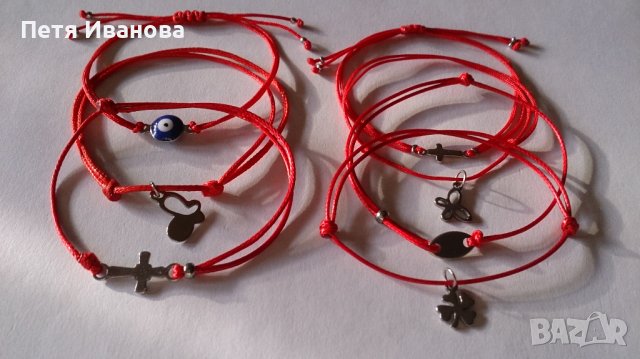 Различни гривни червени конци със сребърни елементи. , снимка 12 - Гривни - 34037905