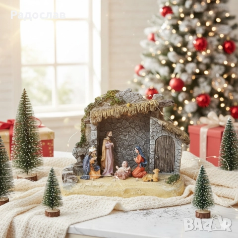Коледна украса „Рождество Христово“ – готова настолна композиция.