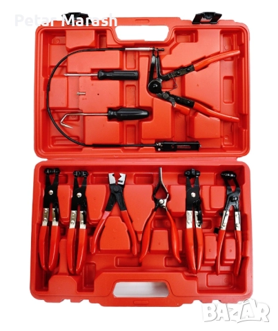 Комплект клещи за скоби на водни съединения 9 части KraftWorld – професионален, снимка 2 - Клещи - 51452238