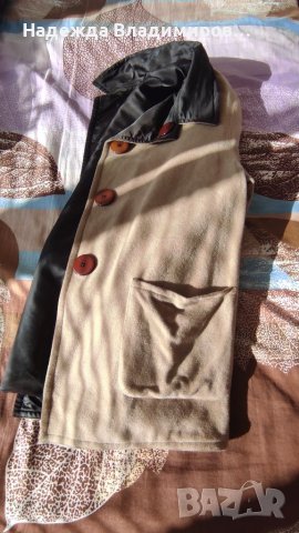 Двулицево вълнено палто, снимка 4 - Палта, манта - 35517976