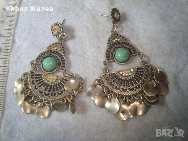 ТЮРКОАЗЕНИ ПОСРЕБРЕНИ ЕТНОГРАФСКИ ОБЕЦИ ТИП ТРЕПКА МНОГО КРАСИВА ТРАДИЦИОННА ИЗРАБОТКА 31624, снимка 3 - Антикварни и старинни предмети - 38067099