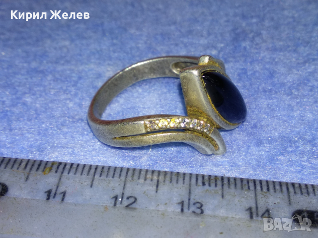 РАЗКОШЕН СКЪПОЦЕНЕН СРЕБЪРЕН ПРЪСТЕН СРЕБРО 925 с ШЛИФОВАН ЧЕРЕН ОНИКС и  ФАСЕТИРАНИ ЦИРКОНИ 43795, снимка 5 - Пръстени - 44659428