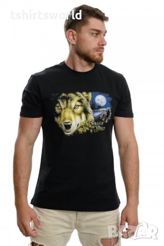 Нова мъжка тениска с дигитален печат Вълк - Follow the spirit, снимка 3 - Тениски - 37596342