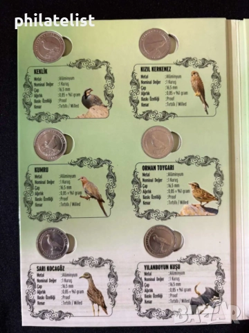 Турция 2020 – Комплектен сет от 12 монети по 1 куруш - Фауна – Птици , PROOF, снимка 2 - Нумизматика и бонистика - 52002985