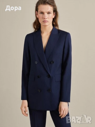 Тъмносиньо сако Massimo Dutti вълна, снимка 1