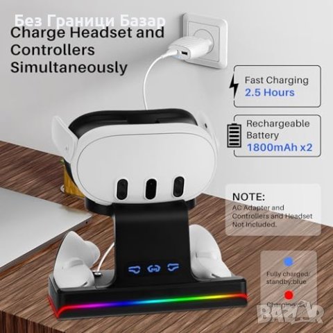 Нова Бързо Зареждаща станция за Meta Quest 3 - Магнитни Конектори и LED Индикатор, снимка 2 - Друга електроника - 44259645