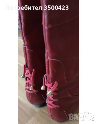 Червени дамски ботуши, снимка 3 - Дамски ботуши - 42548480