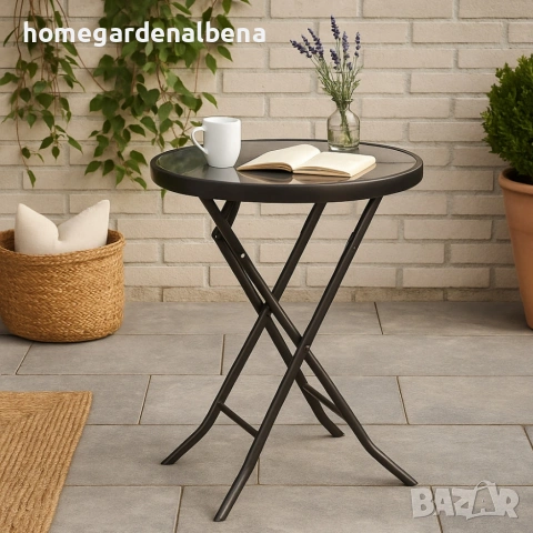 Сгъваема маса Muhler D60xH74cm с стъклен плот