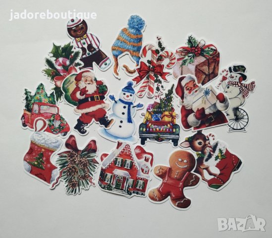 Дизайнерски скрапбук стикери Retro Christmas 17 бр - V095, снимка 2 - Други - 42505504