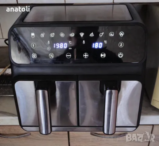 чисто нов Безмаслен двоен фритюрник, Air Fryer S DEPOT цифров дисплей, снимка 2 - Фритюрници - 49415825