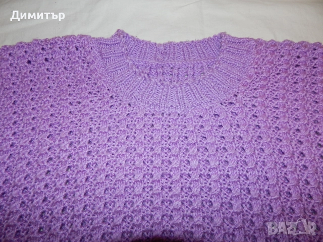 Лилава блуза ръчно плетиво, Л-ХЛ размер, снимка 9 - Блузи с дълъг ръкав и пуловери - 52038784