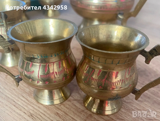 Винтидж месингов сервиз за кафе – Индия.1970-те, снимка 2 - Антикварни и старинни предмети - 54007938