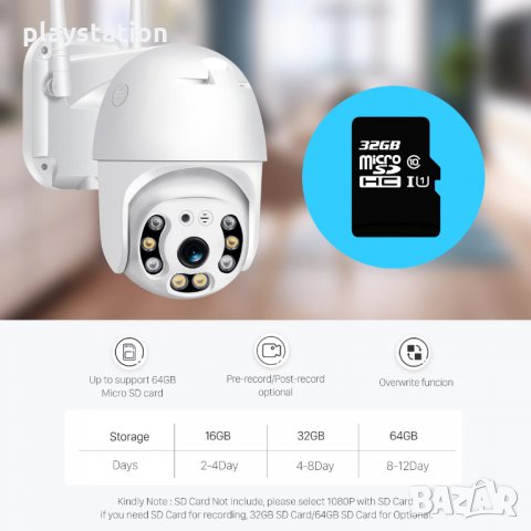 Безжична външна въртяща WIFI Full HD IP camera камера 5MP Lens, снимка 6 - IP камери - 31790271