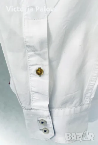 Белоснежна мъжка риза  Q1 ( златно копче), снимка 10 - Ризи - 47656462