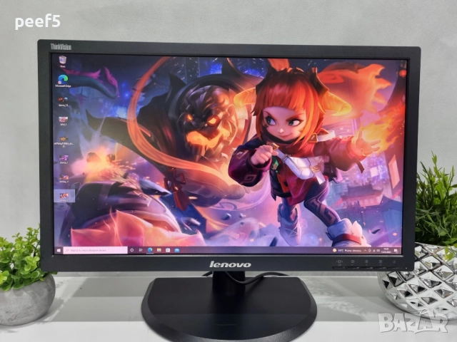 Перфектен 23" LED монитор Lenovo, снимка 2 - Монитори - 52565040