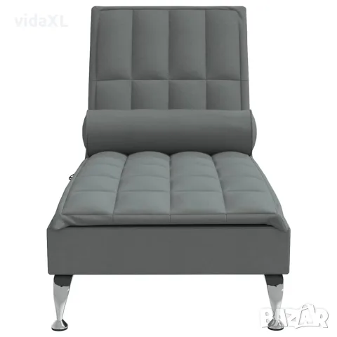 vidaXL Масажна кушетка с болстер, светлосива, текстил, снимка 4 - Кушетки - 56147470