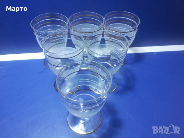 Ретро ракиени чашки, столче, златен кант, мат – 7 бр , снимка 3 - Чаши - 42233438
