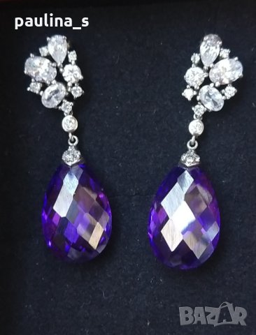 Сребърни обеци с пурпурни Аметисти / проба 925 и житен клас