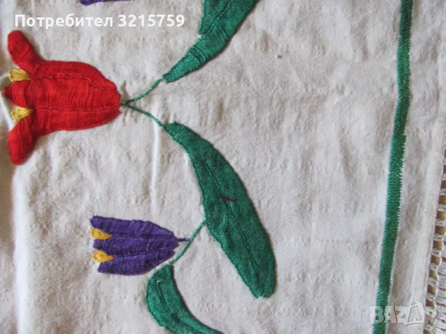 19в. кърпа, ръчно тъкан кенар, ръчна бродерия , 115х30см., снимка 3 - Антикварни и старинни предмети - 50421222
