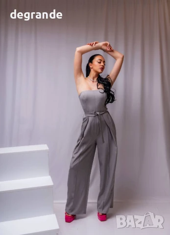 Дамски сив гащеризон с коланче