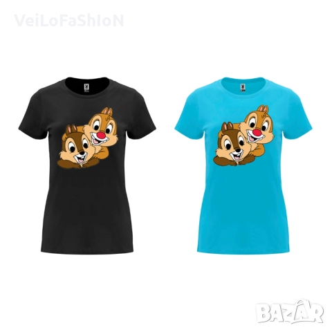 Нова дамска тениска с катериците Чип и Дейл, Disney