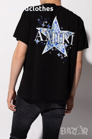 AMIRI Black Paisley Star Logo Print Мъжка Тениска size S , M и L, снимка 7 - Тениски - 40684148