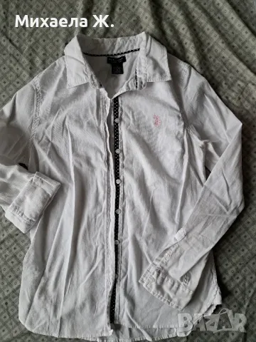 Бяла памучна риза U.S. Polo Assn, снимка 3 - Ризи - 48799308