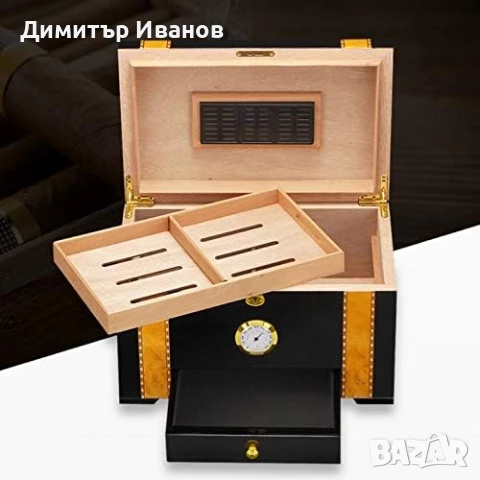 Кедров хумидор за 80-100 пури със хидрометър и овлажнител, снимка 3 - Други - 50996842