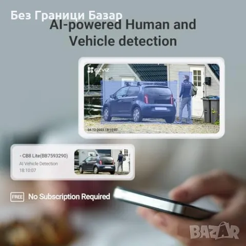 Нова CB8 Lite 4MP Камера със Соларен Панел, AOV, 24/7 Запис, Без Такси, снимка 4 - IP камери - 50028093