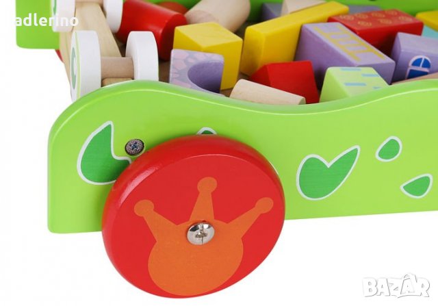 Детска игра, Дървена количка с блокчета, игра дървен конструктор, снимка 5 - Играчки за стая - 34394716