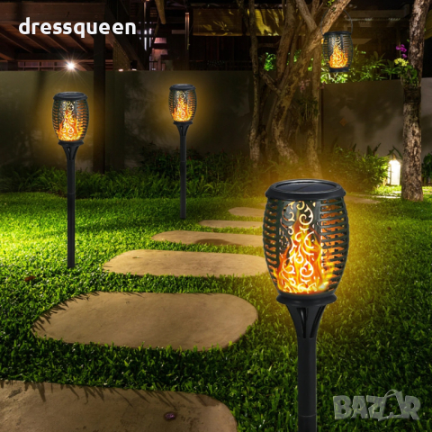 3948 Соларна лампа тип факла с пламък за градина, снимка 6 - Соларни лампи - 44566663