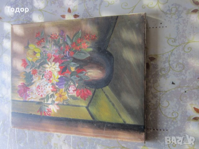 Стара рисувана  картина  масло  върху платно 10, снимка 5 - Картини - 31383207