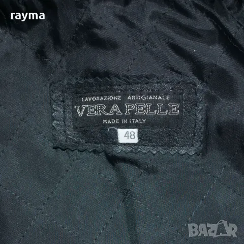 Vera Pelle Италия дамско черно палто с качулка от лицева естествена кожа, снимка 7 - Якета - 48236228