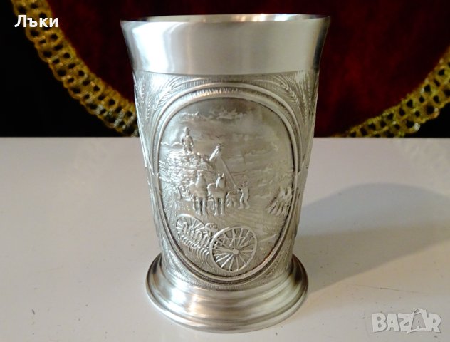 Чаша от калай с Орач,Жътва,Ферма. , снимка 7 - Антикварни и старинни предмети - 42752482