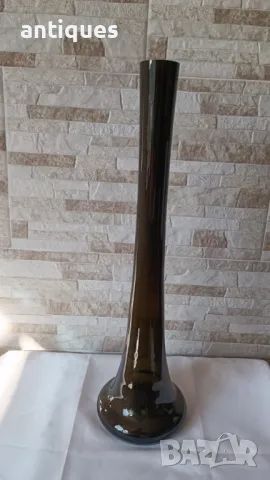 Голяма стъклена ваза - тъмно зелена - 53см, снимка 9 - Антикварни и старинни предмети - 50295479