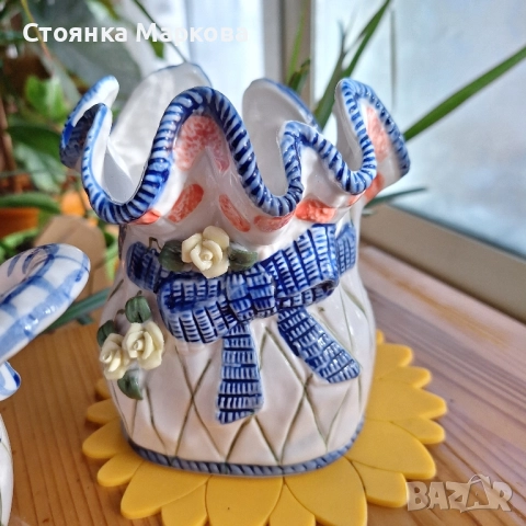 Порцеланови бонбониера и вазичка, снимка 2 - Декорация за дома - 52430634