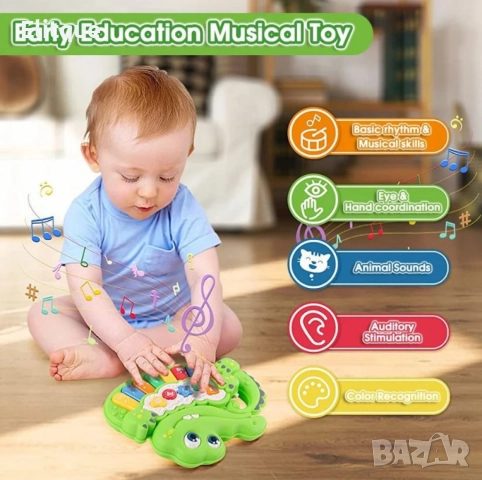 Музикална образователна йоника крокодилче, снимка 6 - Музикални играчки - 52745168