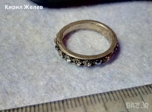 СТАР ПОСРЕБРЕН СКЪПОЦЕНЕН ПРЪСТЕН ХАЛКА от БЛАГОРОДНА СТОМАНА с ФАСЕТИРАНИ ЦИРКОНИ 48268, снимка 4 - Пръстени - 48901582