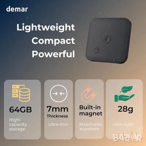 Диктофон с изкуствен интелект, приложение с глас към текст и обобщение, 64 GB памет, черен, снимка 6 - Други - 49676834