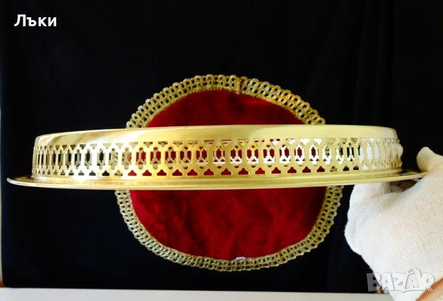 Бронзов поднос,съд за сервиране 33 см.,ажур. , снимка 6 - Антикварни и старинни предмети - 40589412